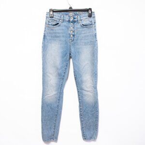 7 For All Mankind The High Waist Skinny Light‎ Button Jeans Size 28 Indie Sleaze